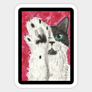 Hi black white cat watercolor painting Sticker